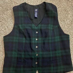 GAP Checkered Vest in Dark Green and Navy